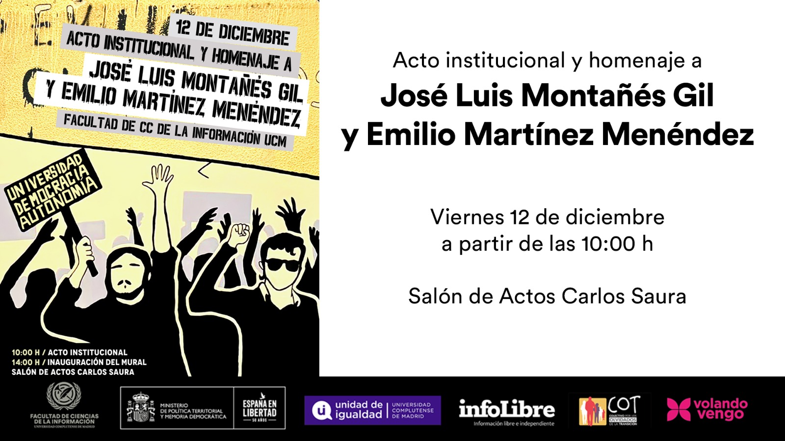 Acto homenaje a José Luis Montañés Gil y Emilio Martínez Menéndez